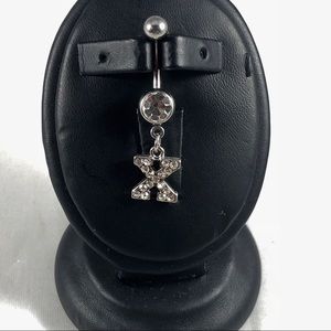 Silver Dangling “X” Bellybutton Ring